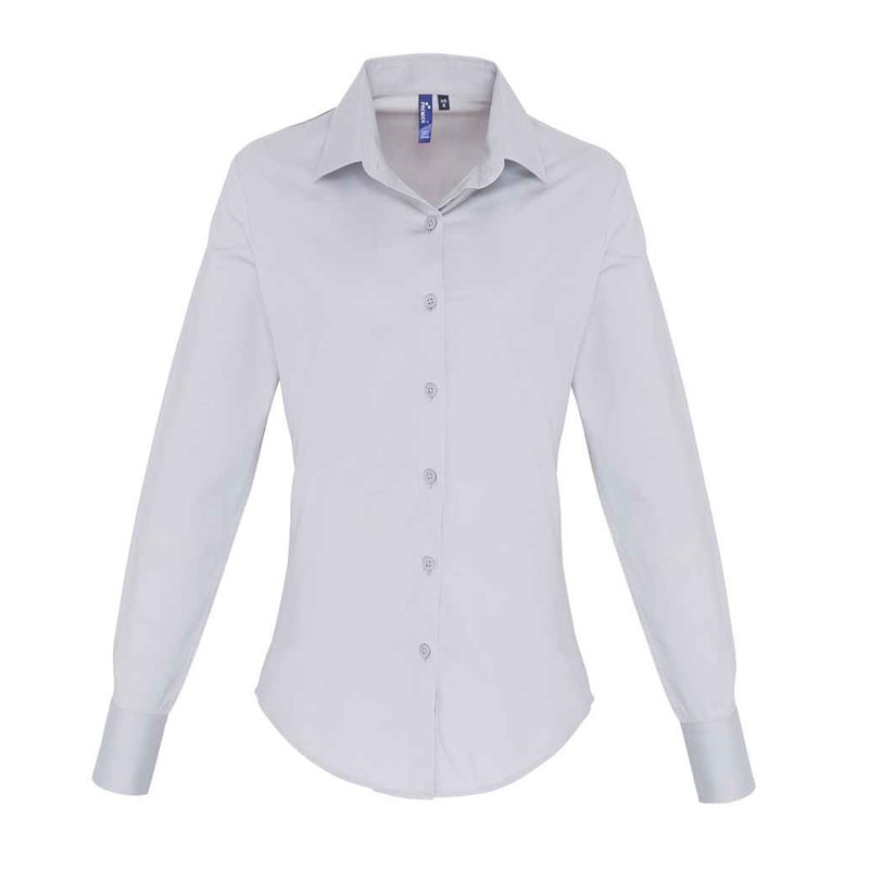Premier Ladies Long Sleeve Stretch Fit Poplin Shirt