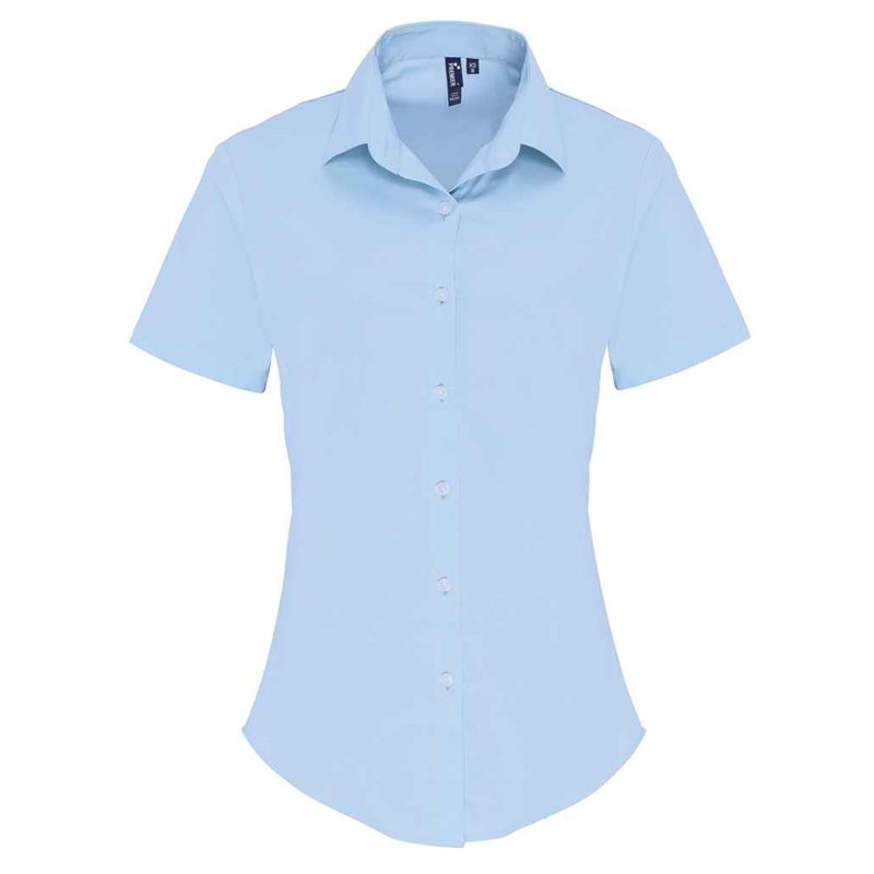 Premier Ladies Short Sleeve Stretch Fit Poplin Shirt