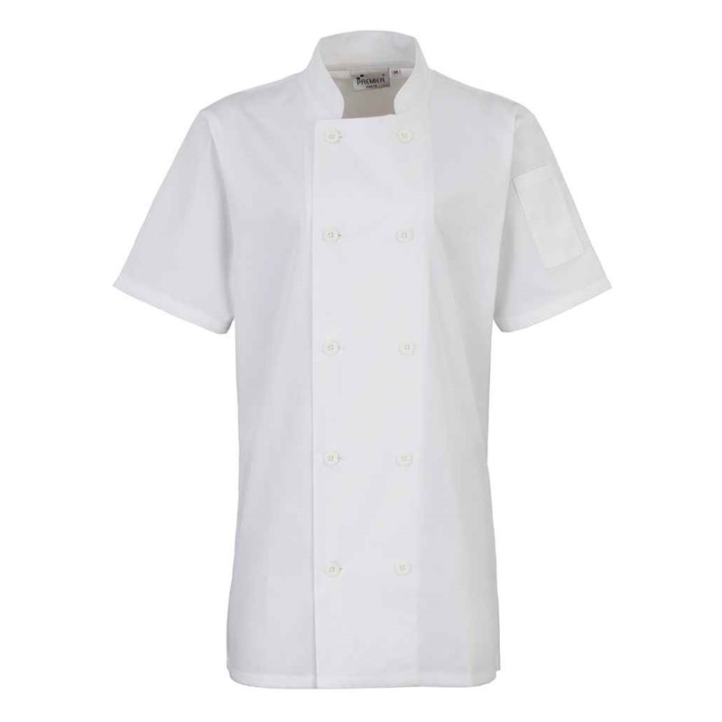 Premier Ladies Short Sleeve Chef's Jacket