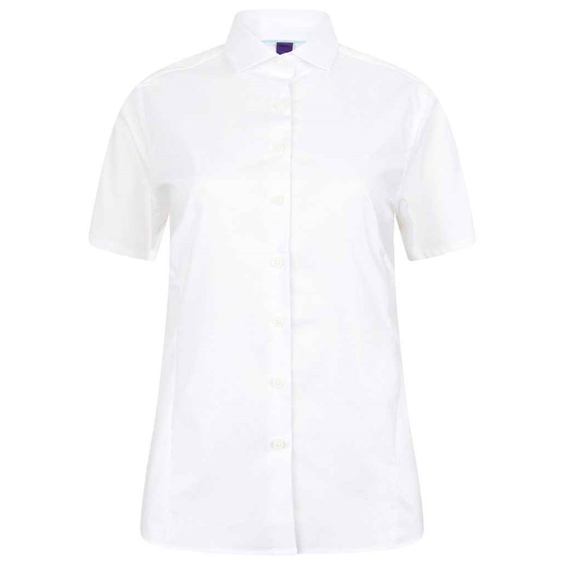 Henbury Ladies Short Sleeve Stretch Poplin Shirt