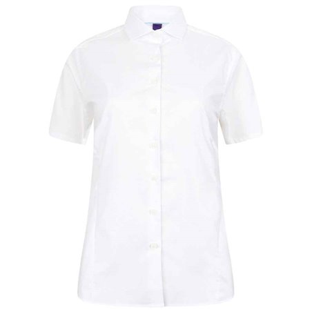 Henbury Ladies Short Sleeve Stretch Poplin Shirt