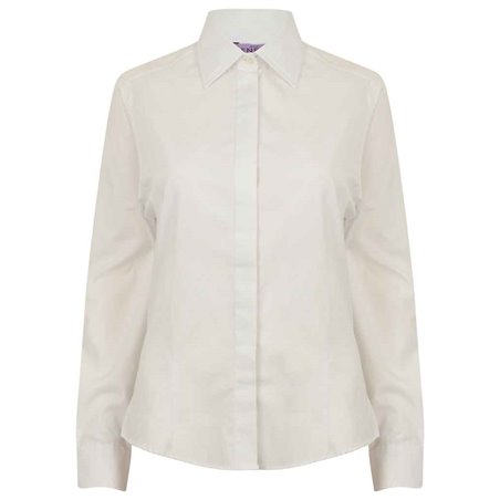 Henbury Ladies Long Sleeve Pinpoint Oxford Shirt