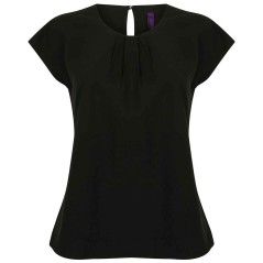 Henbury Ladies Pleat Front Short Sleeve Blouse