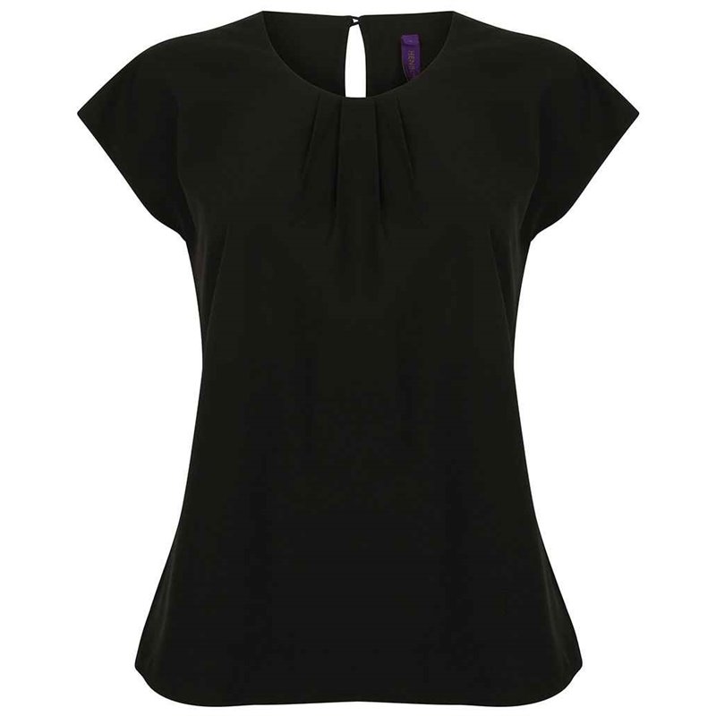 Henbury Ladies Pleat Front Short Sleeve Blouse
