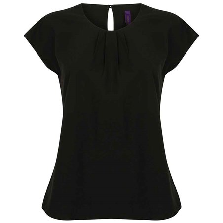 Henbury Ladies Pleat Front Short Sleeve Blouse