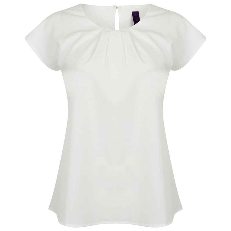 Henbury Ladies Pleat Front Short Sleeve Blouse