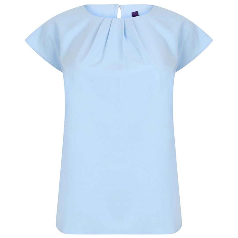 Henbury Ladies Pleat Front Short Sleeve Blouse