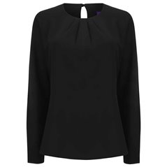 Henbury Ladies Pleat Front Long Sleeve Blouse