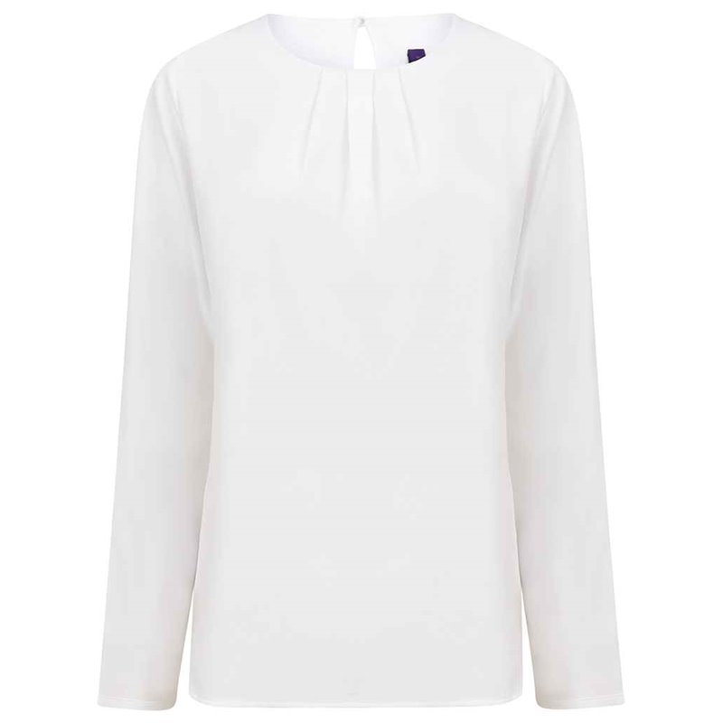 Henbury Ladies Pleat Front Long Sleeve Blouse