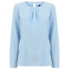 Henbury Ladies Pleat Front Long Sleeve Blouse