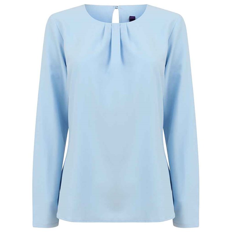 Henbury Ladies Pleat Front Long Sleeve Blouse