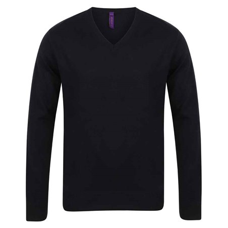 Henbury Lightweight Cotton Acrylic V Neck Sweater