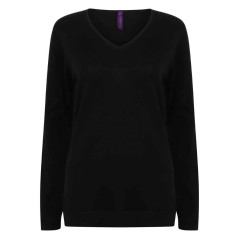Henbury Ladies Lightweight Cotton Acrylic V Neck Sweater