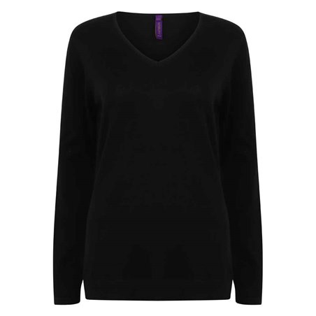 Henbury Ladies Lightweight Cotton Acrylic V Neck Sweater