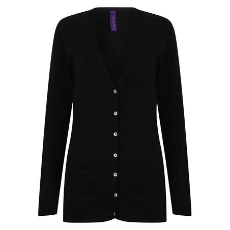 Henbury Ladies Cotton Acrylic V Neck Cardigan