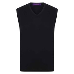 Henbury Lightweight Sleeveless Cotton Acrylic V Neck Sweater