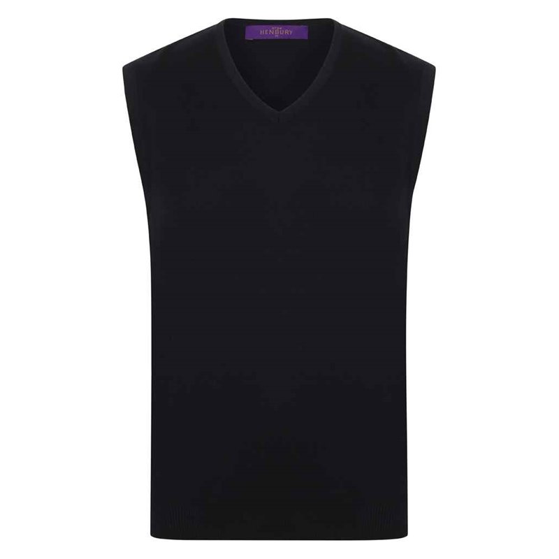 Henbury Lightweight Sleeveless Cotton Acrylic V Neck Sweater