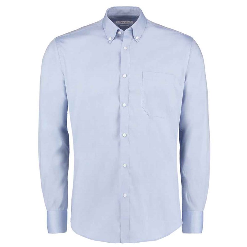 Kustom Kit Premium Long Sleeve Slim Fit Oxford Shirt
