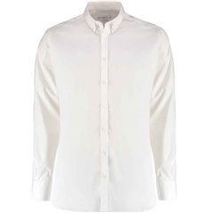 Kustom Kit Slim Fit Stretch Long Sleeve Oxford Shirt