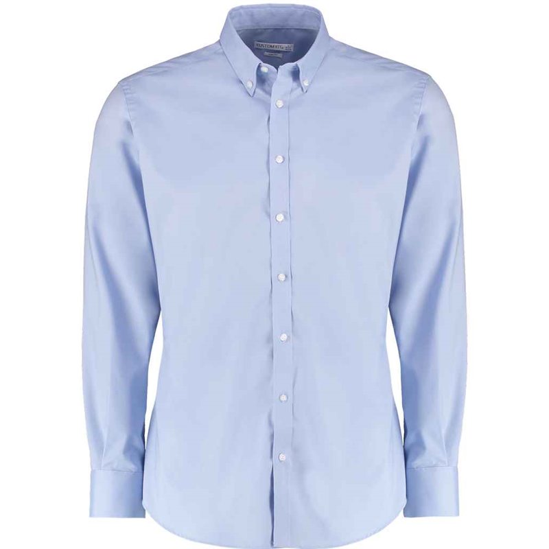 Kustom Kit Slim Fit Stretch Long Sleeve Oxford Shirt