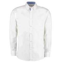 Kustom Kit Premium Long Sleeve Contrast Tailored Oxford Shirt