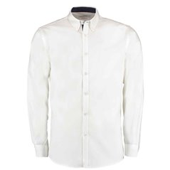 Kustom Kit Premium Long Sleeve Contrast Tailored Oxford Shirt