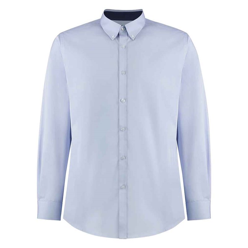 Kustom Kit Premium Long Sleeve Contrast Tailored Oxford Shirt