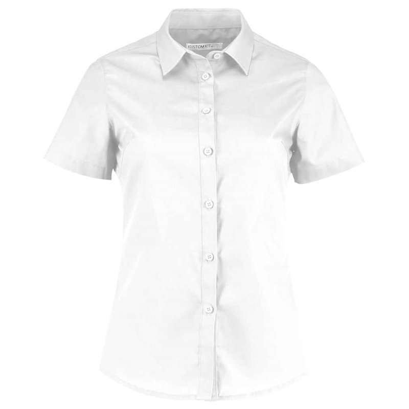Kustom Kit Ladies Short Sleeve Tailored Poplin Shirt