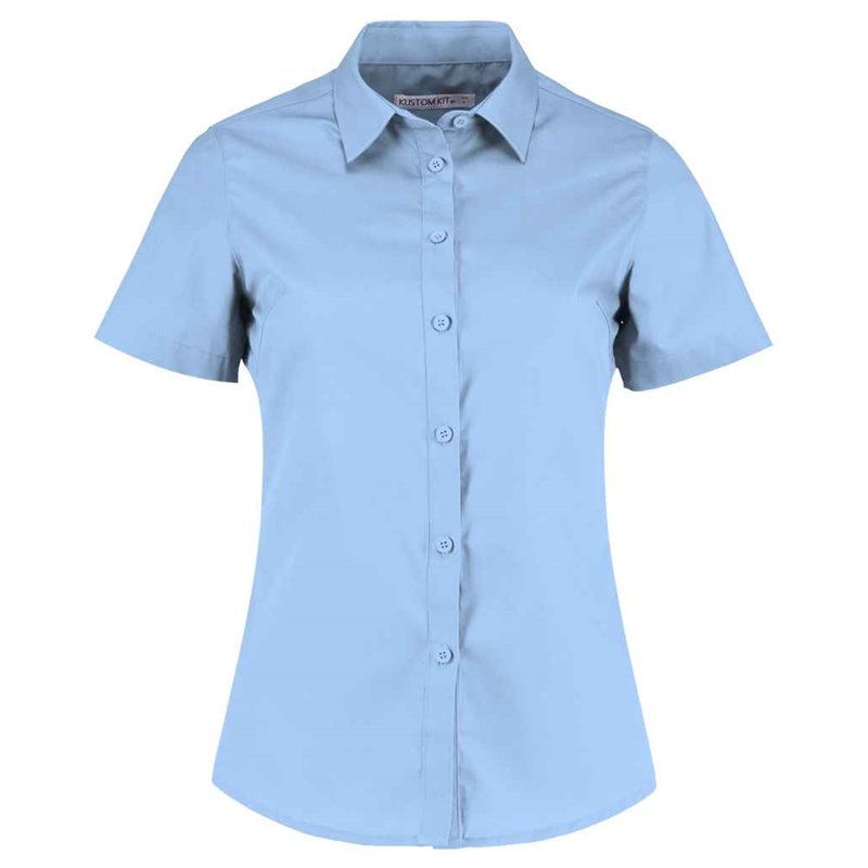Kustom Kit Ladies Short Sleeve Tailored Poplin Shirt