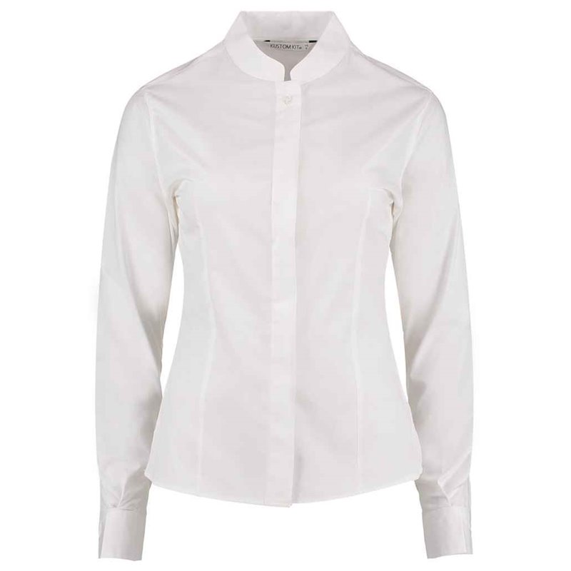 Kustom Kit Ladies Long Sleeve Tailored Mandarin Collar Shirt