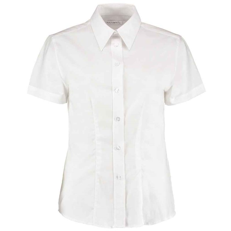 Kustom Kit Ladies Short Sleeve Tailored Workwear Oxford Shirt
