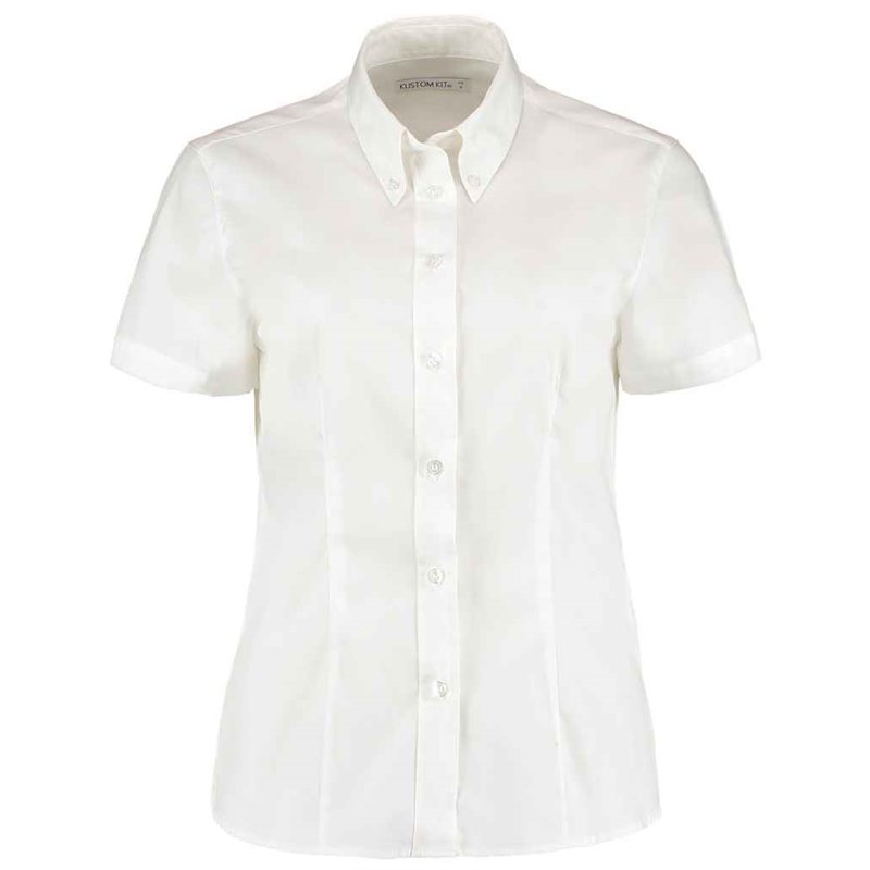 Kustom Kit Ladies Premium Short Sleeve Tailored Oxford Shirt
