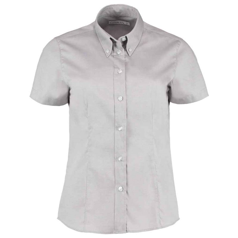 Kustom Kit Ladies Premium Short Sleeve Tailored Oxford Shirt