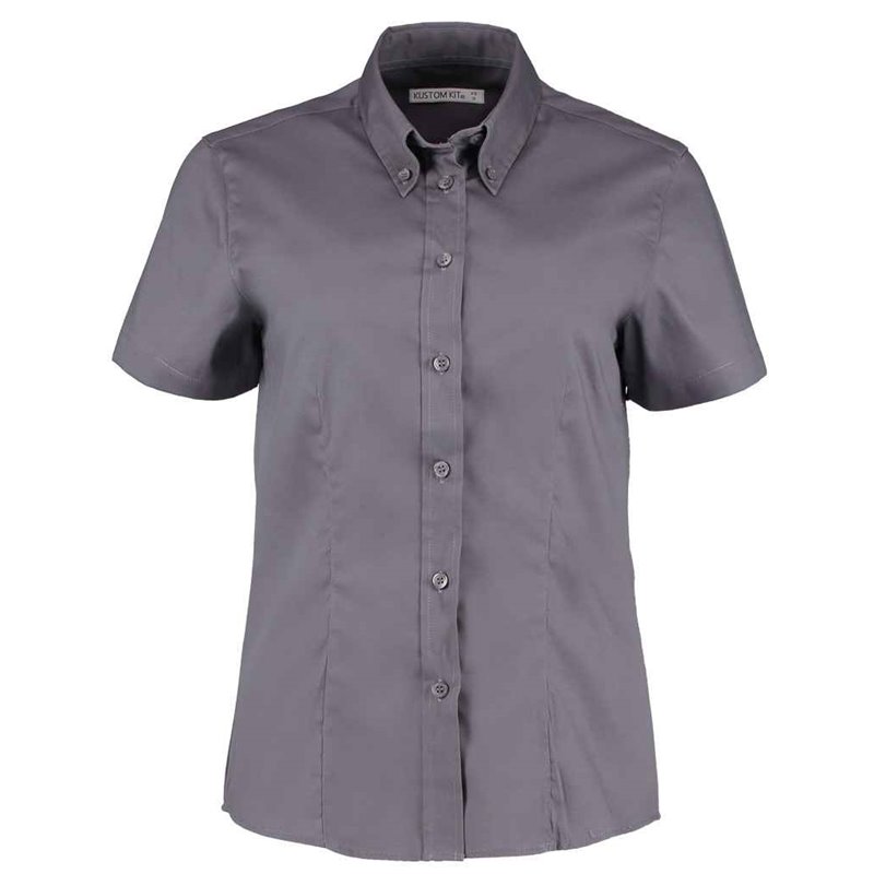 Kustom Kit Ladies Premium Short Sleeve Tailored Oxford Shirt