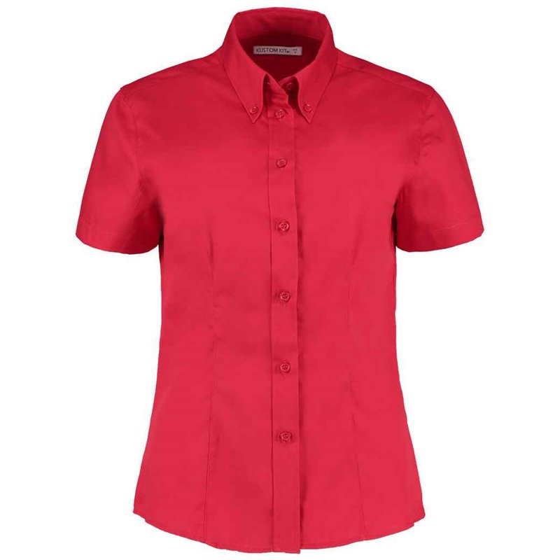 Kustom Kit Ladies Premium Short Sleeve Tailored Oxford Shirt