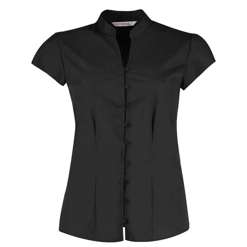 Kustom Kit Ladies Cap Sleeve V Neck Tailored Continental Blouse