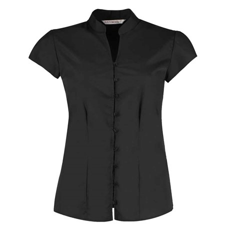 Kustom Kit Ladies Cap Sleeve V Neck Tailored Continental Blouse