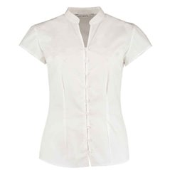 Kustom Kit Ladies Cap Sleeve V Neck Tailored Continental Blouse