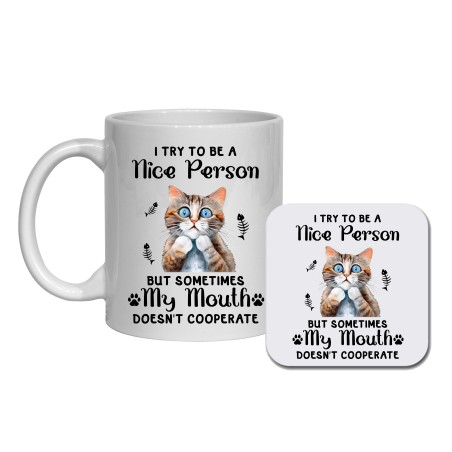 Funny Sarcastic Animal Ceramic Mug with Matching Coaster, T-shirt & Tote Bag